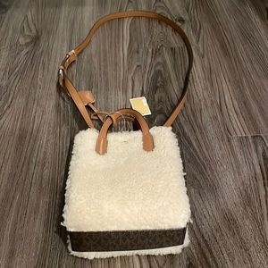 NWT Michael Kors Sinclair XS NS Sherpa Tote Crossbody Leather